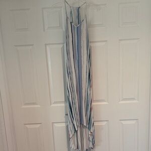 Nicole Miller Blue and White Striped Knit Hi Lo Flattering Tank Bra Dress S